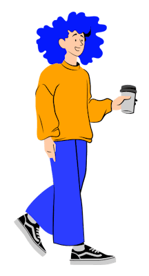 Illustration of person holding a cup of coffee