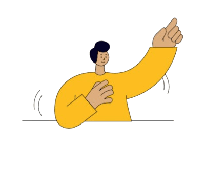 Illustration of a man pointing up